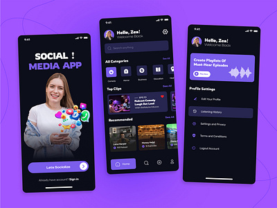 Social Media - Mobile App UI Design fun media app movie app online app shows app social media app social media deign tv app ui ui design ui ux