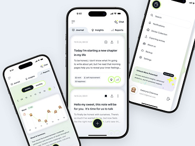 AI-Powered Self-Reflection App Concept ai ai chat app concept branding composition daily routine design emotional tracking emotions journaling logo morning pages psychology self awareness self reflection statistics ui user experience ux web design