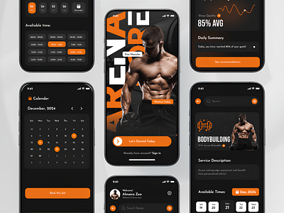 Arena Core - Gym Mobile App UI Design fitness app gym app mobile app tracker app ui ui ux workout app