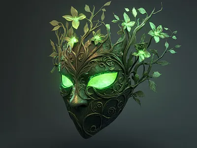 Glowing Tree Mask 3d modelling blender cgi enchanted forest fantasy glowing mysterious nature organic r1n7t0xb sculpting