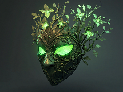 Glowing Tree Mask 3d modelling blender c2d9fx19 cgi enchanted forest fantasy glowing mysterious nature organic sculpting