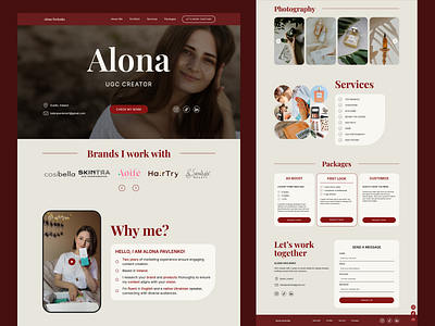 Alona - UGC CREATOR - Landing Page branding design graphic design illustration landing page logo typography ux vector web site