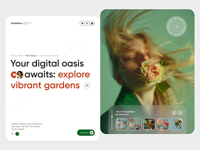 Digital gardens web design digital figma flower green landing nature plant ui ux virtual web