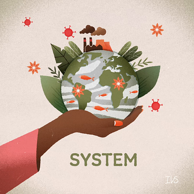 Our System 2danimation adobe illustrator animation design earth ecology fish flourish hand holding planet illustration motion graphics planet plants system vector