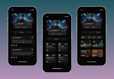 Web3 social network - User profile page blockchain dao dark mode ui design ux design web3 web3 community web3 portfolio