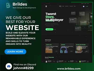 Brildes web design service design fivem gta5 minecraft tebex ui ux web design webstore