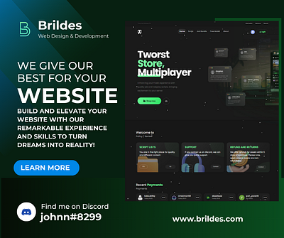 Brildes web design service design fivem gta5 minecraft tebex ui ux web design webstore