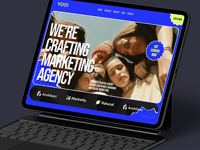 YOO - Marketing Agency Homepage UI Design agency bento bold brutal landing page marketing agency uiux user interface webdesign website