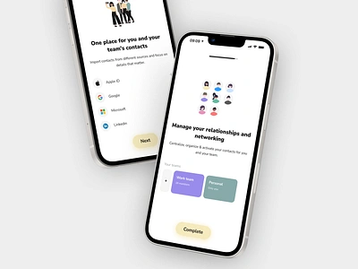 Mately 𐄂 Onboarding contacts import ios manage minimalism mobile app onboarding settings ui ux workspace