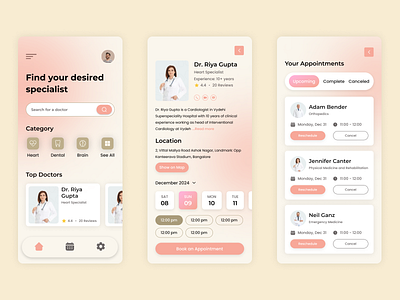 Doctor Appointment App – UI Design appdesign design figma healthtech ui uxdesign