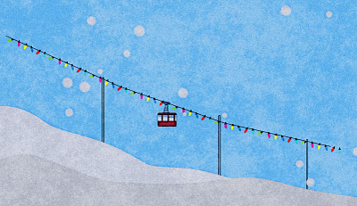 crimbo doodle #1223.0810 cable car christmas crimbo doodle fairy lights gondola illustration light string noise shunte88 vector