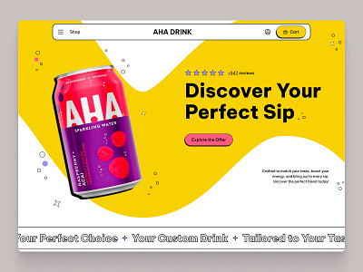 The landing page for selling drinks animation banner design drinks e commerce ui ux uxui webdesign