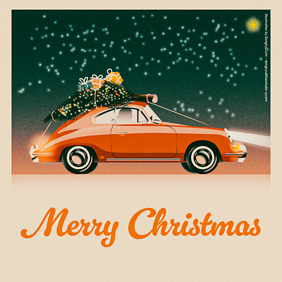 Early Merry Christmas :) car christmas holiday illustration porsche vintage