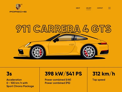 911 Carrera 4 GTS awesome awesome logo bannerdesign car car banner design herobanner homepage minimal web