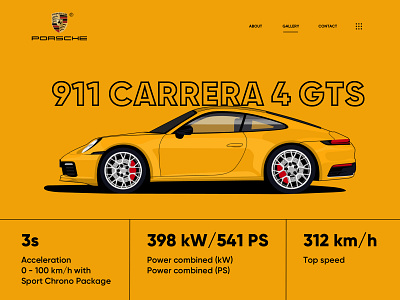 911 Carrera 4 GTS awesome awesome logo bannerdesign car car banner design herobanner homepage minimal web