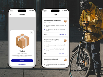 Delivery Hub App: Track & Go app ui bottom sheet box delivery call to action clean ui delivery delivery app delivery ui design light mode minimal ui product product design track tracking app tracking box app tracking ui ui ui design ux