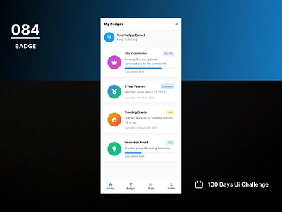 DAY-084 BADGE 100 days ui 100days 100daysofui app design application desifn badge badge design badge ui daily ui challenge design ui user interface web desogn