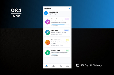 DAY-084 BADGE 100 days ui 100days 100daysofui app design application desifn badge badge design badge ui daily ui challenge design ui user interface web desogn
