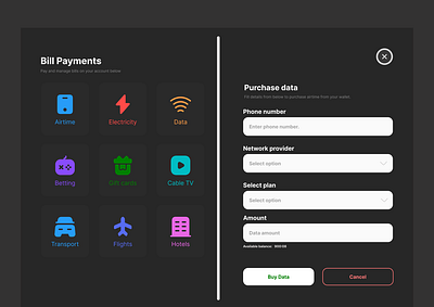 Bill Payment Tab figma ui web design