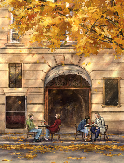 Autumn in the city architecture building city editorial illustration procreate traveling urban