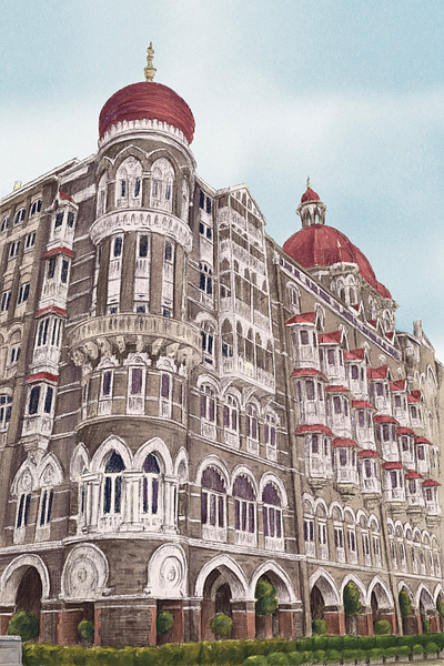 Postcard from India architecture art building city culture editorial hotel illustration india procreate