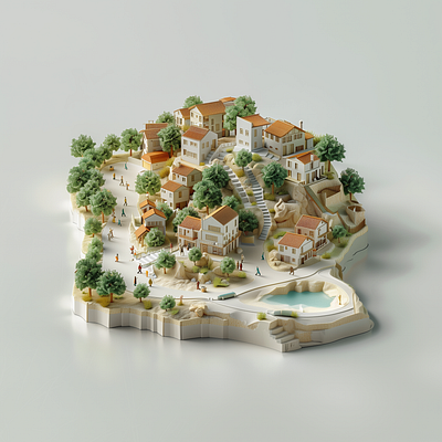 3D City Isometric Diorama 3d city diorama isometric render