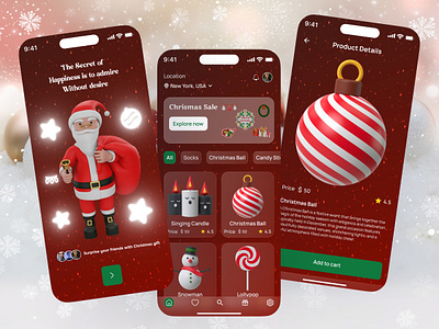 Hello Creatives, Here is Christmas Gift App UI/UX Design android app christmas christmasapp christmasweb logo minimal product design ui ux xmas