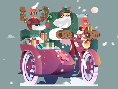 Santa At Full Speed 2d animation animation animation 2d animation after effects gif illu illustration motiondesign vector animation