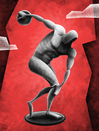 Discobolus - illustration collection #6 3d anatomy art black body collection design graphic greek human illustration moment move red sculpture simple sport texture