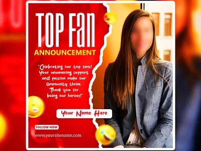 Top fan Promotional PSD Social media Templates ads announcement background creative design photoshop top fan vector