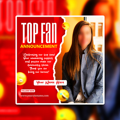 Top fan Promotional PSD Social media Templates ads announcement background creative design photoshop top fan vector