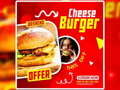 Restaurants Promotional PSD Social media Templates ads background burger creative design fast food food marketing photoshop promo sales