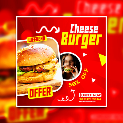 Restaurants Promotional PSD Social media Templates ads background burger creative design fast food food marketing photoshop promo sales