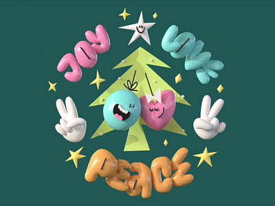 Joy • Love • Peace 3d 3d animation 3d character 3d illustration baubles character character design christmas christmas decor christmas decorations christmas time christmas tree digital art illustration joy love merry christmas peace womp womp 3d