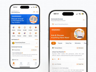 Education & Community 📱 app clean community course design discussion education education app elearning forum learning learning app platform post reddit saas thread ui white