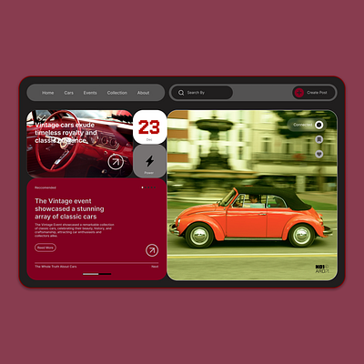 Showcasing Vintage Elegance: A UI Design for Car Enthusiasts aman rao amanrao amanraodesign ard automobiledesign classiccars ui uidesign uiinspiration uiux uiux design uxdesign vintagecarlovers webdesign