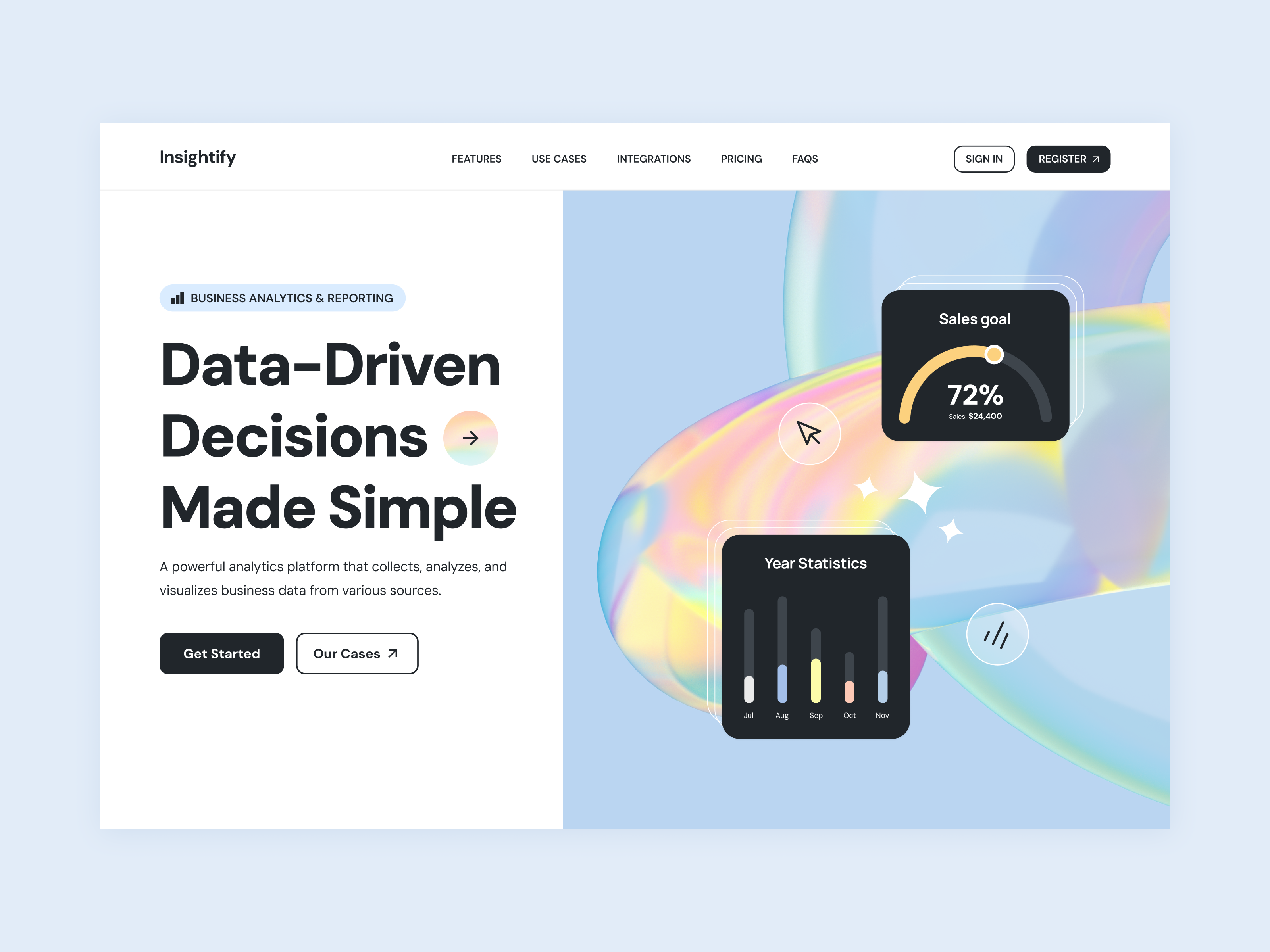 Insightify - Landing page branding concept design designer landing page ui ui design ux design uxui design uxui designer website