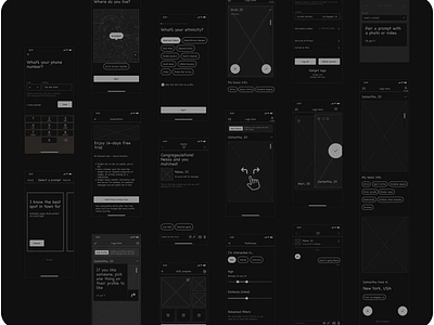 Wireframes. Mockups. UX mobile design Delight dating app. dating app datingapp delight find finder interface ios love match matching meet messenger app mobile app mockups partner person ui ux ux mobile design wireframes