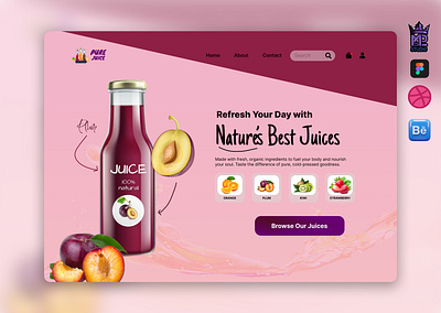 PURE JUICE WEB DESIGN app design figma he1a1 juice mr mr studio pure studio ui ux web