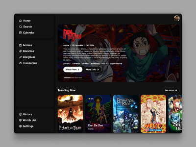 Plataforma de Streaming de Anime – Projeto Fictício anime animestreaming clean darkmode design designinspiration digitaldesign dribbble fictionalproject interactiondesign interface portfolio streaming uidesign uiinspiration uxdesign uxinspiration visualdesign webapp webdesign