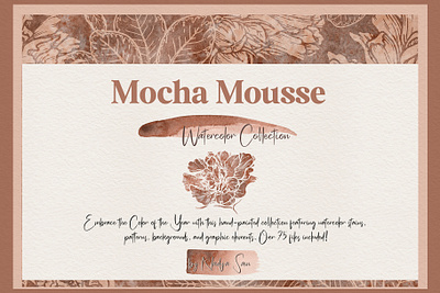 Mocha Mousse Watercolor Collection 2025 abstract background botanical line art color of the year earth tone floral elements flower pattern grainy gradient hand drawn mocha mousse natural colors neutral aesthetic seamless pattern trendy design vector flower watercolor background watercolor brushstrokes watercolor illustration watercolor stain watercolor texture