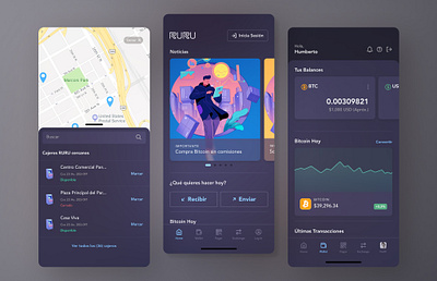 RURU Wallet banking bitcoin crypto exchange illustration money ui ux wallet