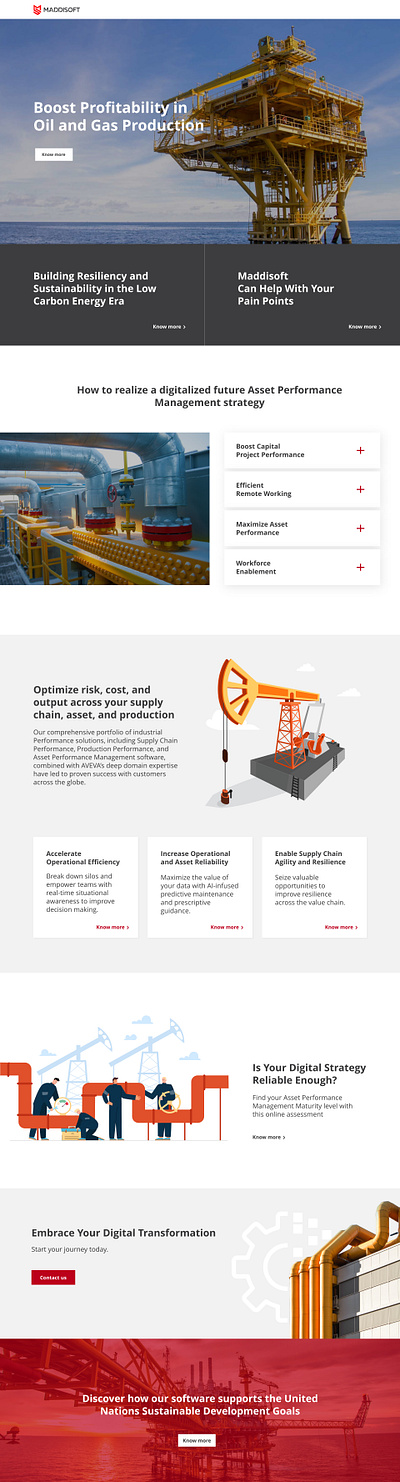 MADDISOFT Landing Page Design design graphic design illustration illustrator landing page layout design oil and gas ui vector