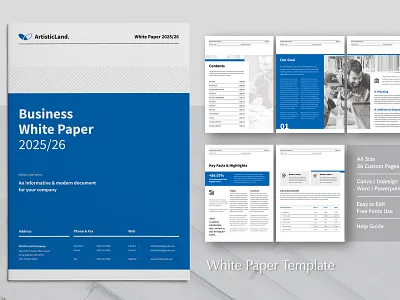 White Paper | Canva, Word, PPTX, IND branding brief canva canva design canva template docx graphic design indesign informational minimal white paper ms word template powerpoint powerpoint template pptx presentation template whitepaper whitepaper template word word template