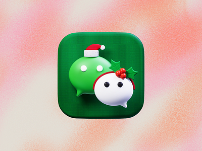 WeChat Christmas-Themed Icon 3d app appicon c4d christmas icons illustration logo render ui wechat