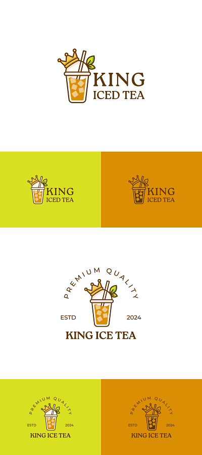 king iced tea logo branding design drink green health healthy iced tea king logo tea