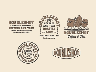 Doubleshot Coffees & Teas branding coffee design graphic design hand drawn illustration logo logo design small business typography vector