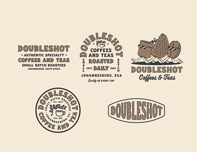 Doubleshot Coffees & Teas branding coffee design graphic design hand drawn illustration logo logo design small business typography vector