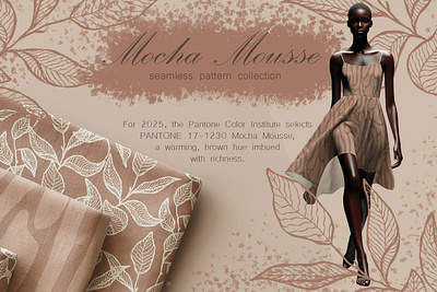 Mocha Mousse Pantone color of 2025 pattern collection backdrop background color 2025 design endless endless print fabric design hand painted illustration mocha mousse pantone pantone color of 2025 rustic seamless pattern surface design surface pattern design textile design textile pattern wallpaper design