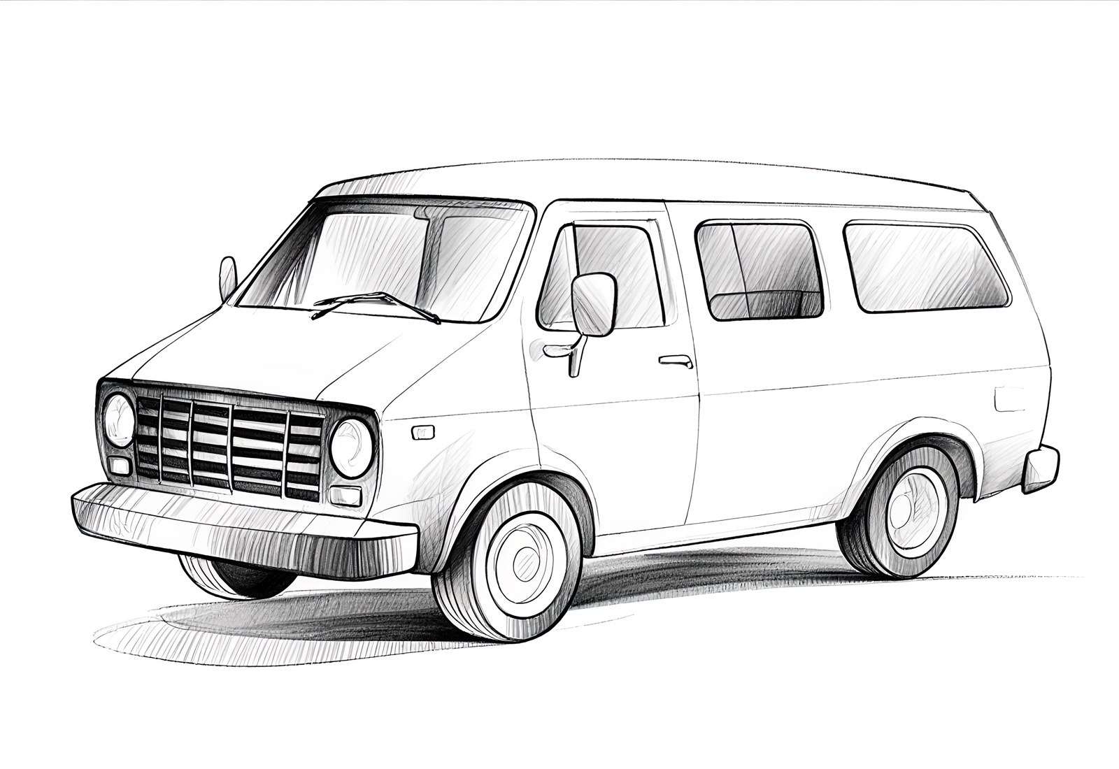 Example of Vintage Car Illustration In Sketch Style
